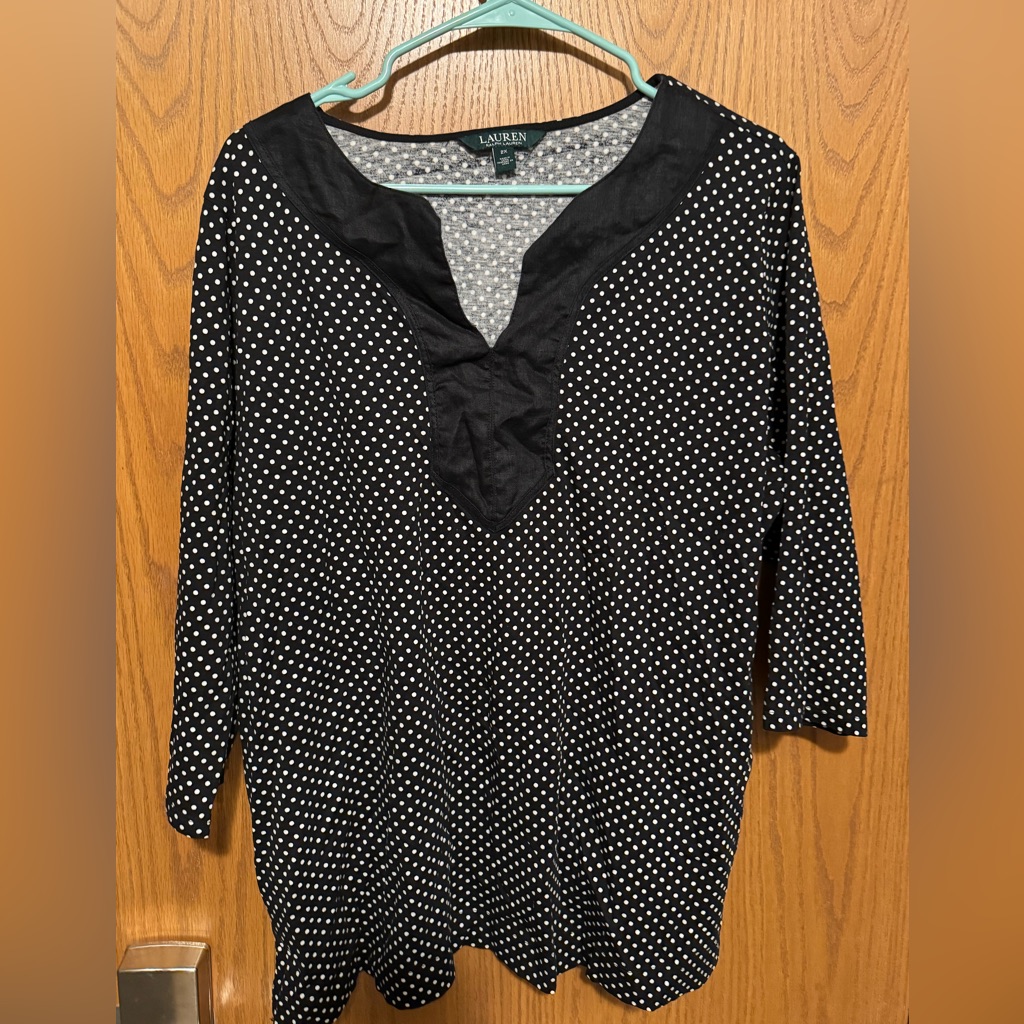 Ralph Lauren Black Polka Dot Women's Top